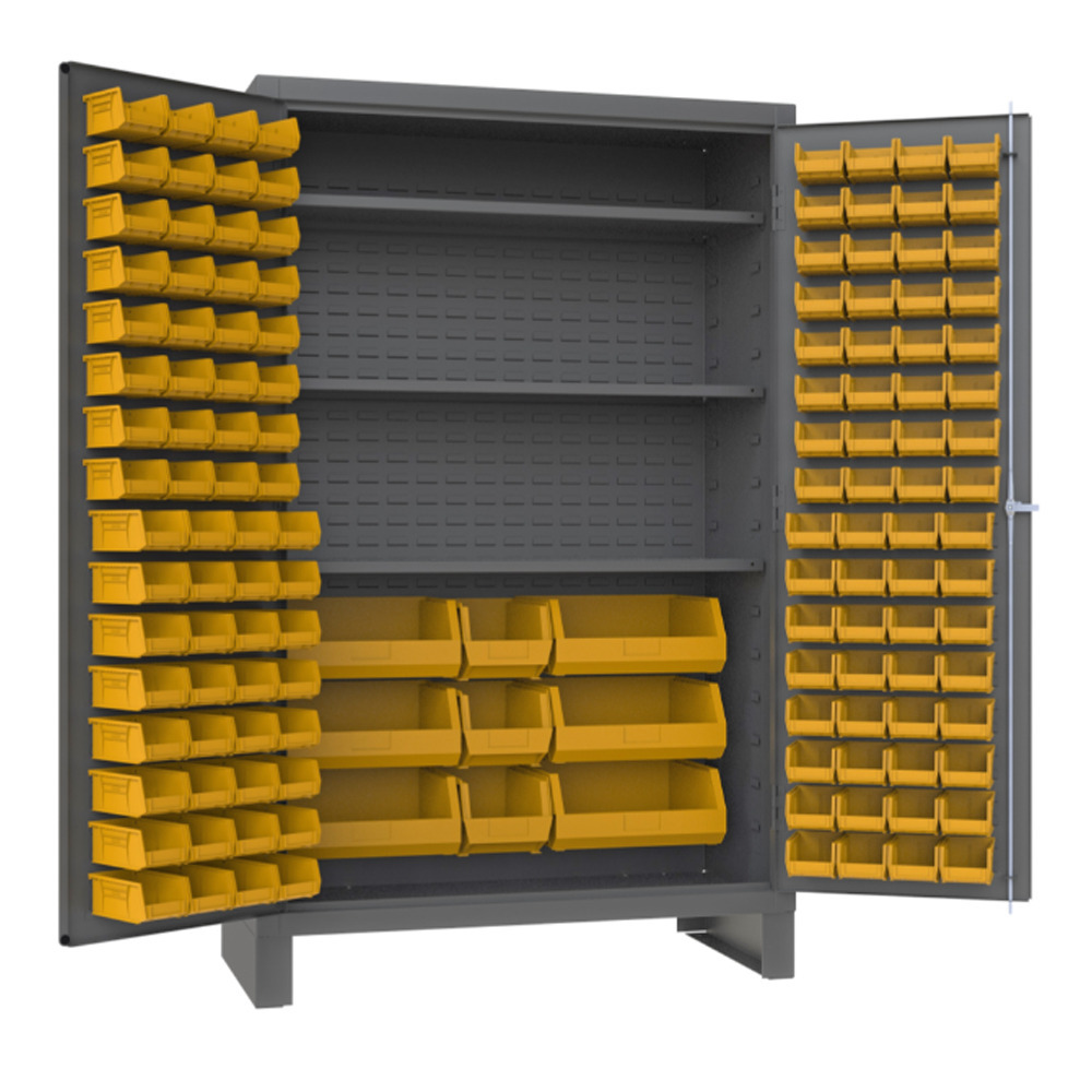 Cabinet, 14 Gauge, 3 Shelves, 137 Yellow Bins, 48 x 24 x 78 - 1