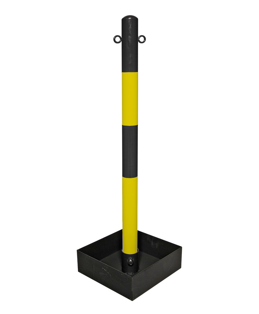 Schwerer Ketten-Warnständer, schwarz/gelb, Bodenwanne ohne Tragegriff, 1000 mm hoch - 1