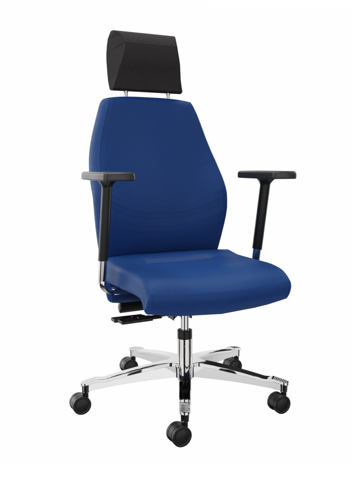 Siège de bureau XXL Dauphin, avec appui-tête, tissu bleu - 1