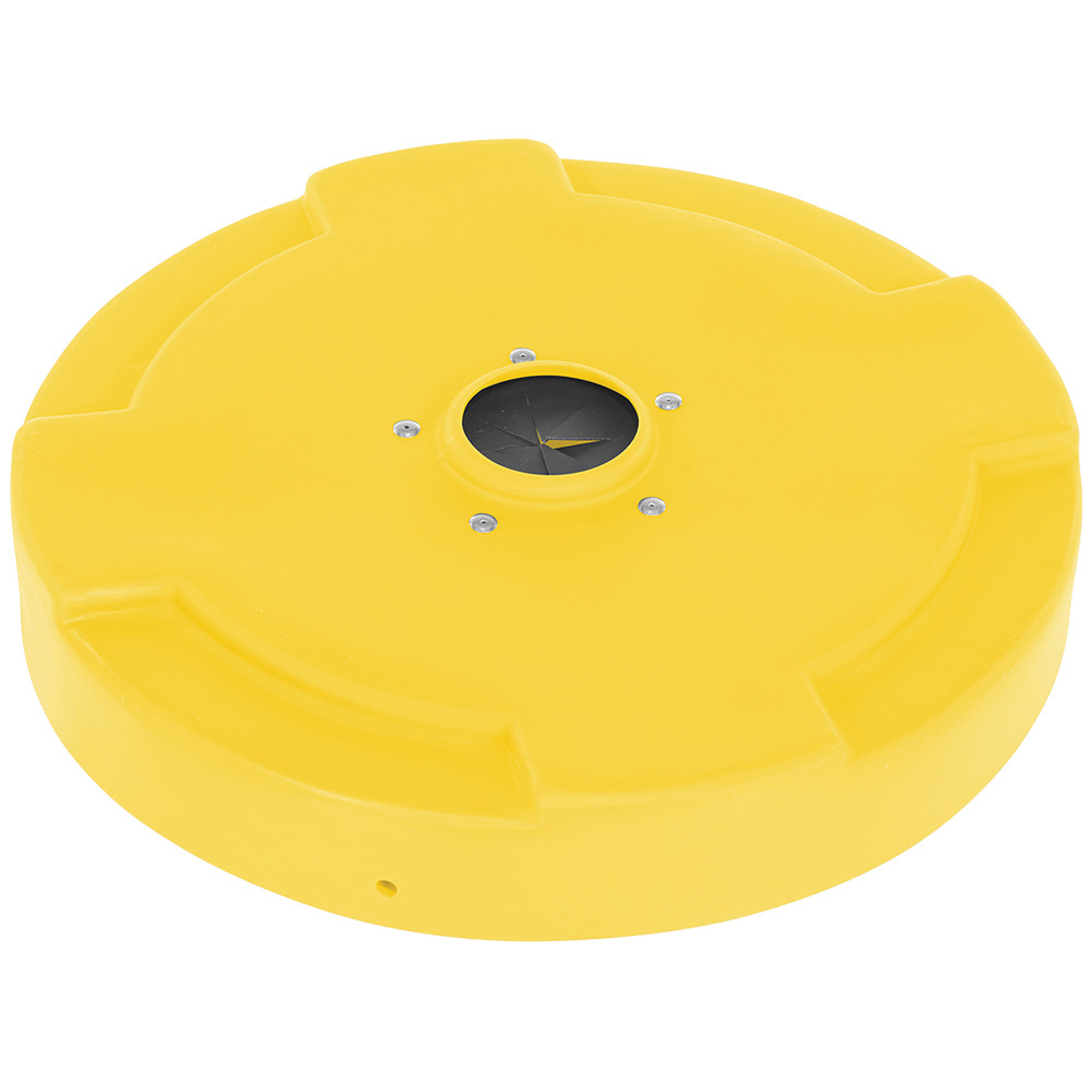 Polyethylene Drum Recycling Lid with Flaps Closed 55 Gallon Yellow - 1