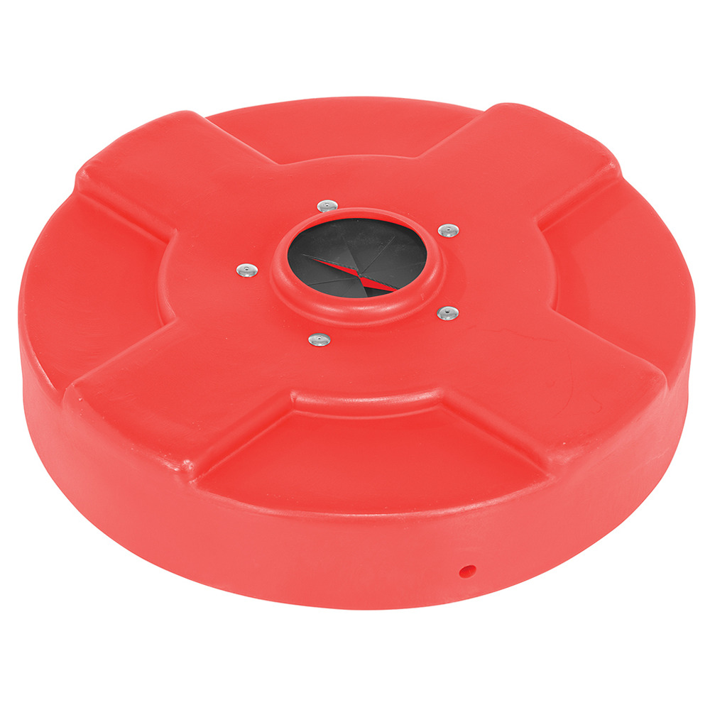 Polyethylene Drum Recycling Lid with Flaps 30 Gallon Red - 1