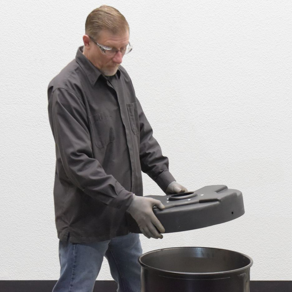 Polyethylene Drum Recycling Lid with Flaps 30 Gallon Black - 3