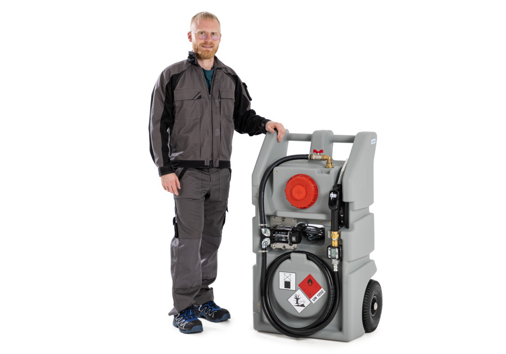 Siirrettävä dieselkärry PolyMove 110, polyeteeniä 12 V pumppu, tilavuus 110 l - 9