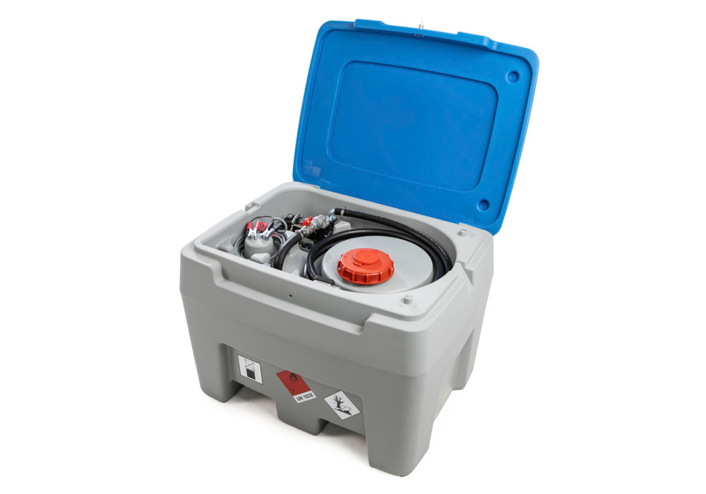 Mobil dieseltankstation PolyMove 250, av polyeten, 12 V pump, grå/blå, volym 250 liter, flödesmätare - 1