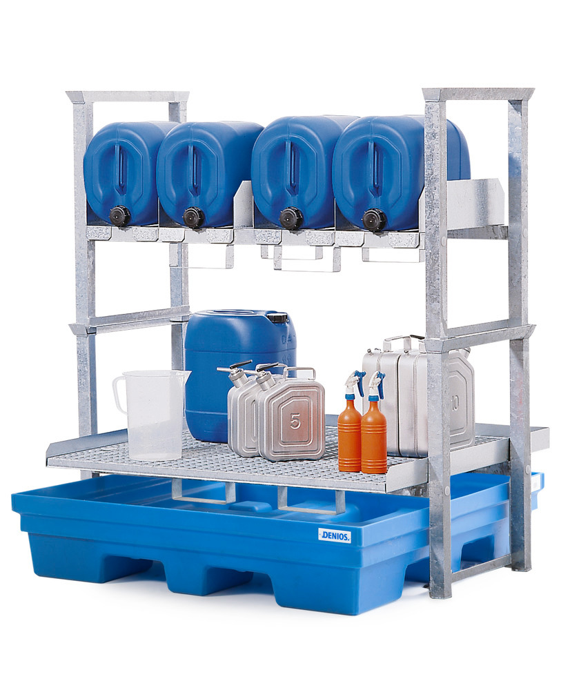 Canister and small containers rack AWK 4, with spill pallet in polyethylene (PE) - 1
