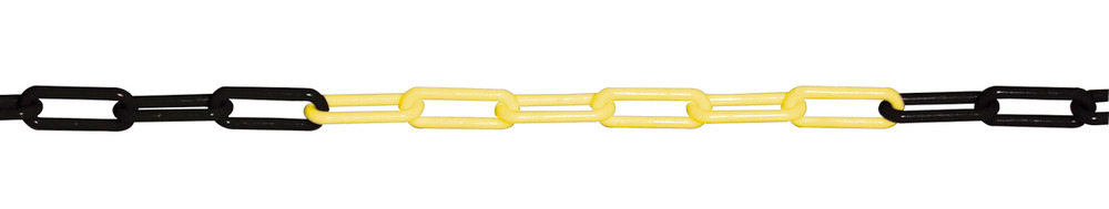 Plastový řetěz, dlouhý 10 m, žlutočerný, průměr 6 mm