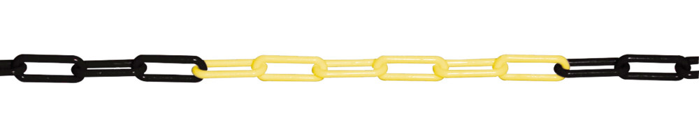 Łańcuch zagradzający z tworzywa sztucznego, długość 10 m, czarno-żółty, średnica 6 mm - 1