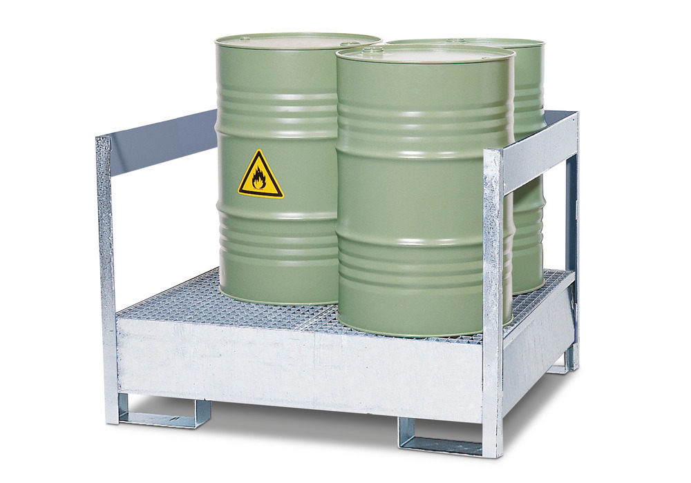 Stasjon til farlige stoffer 2 P2-P i stål, galvanisert, til 2 x 200 L fat - 1