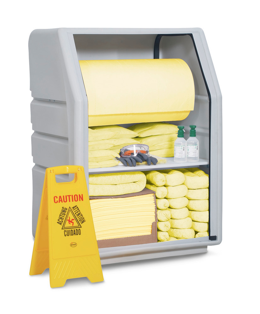DENSORB emergency spill kit in safety cabinet, without doors, with absorbent fleece roll, Special - 1