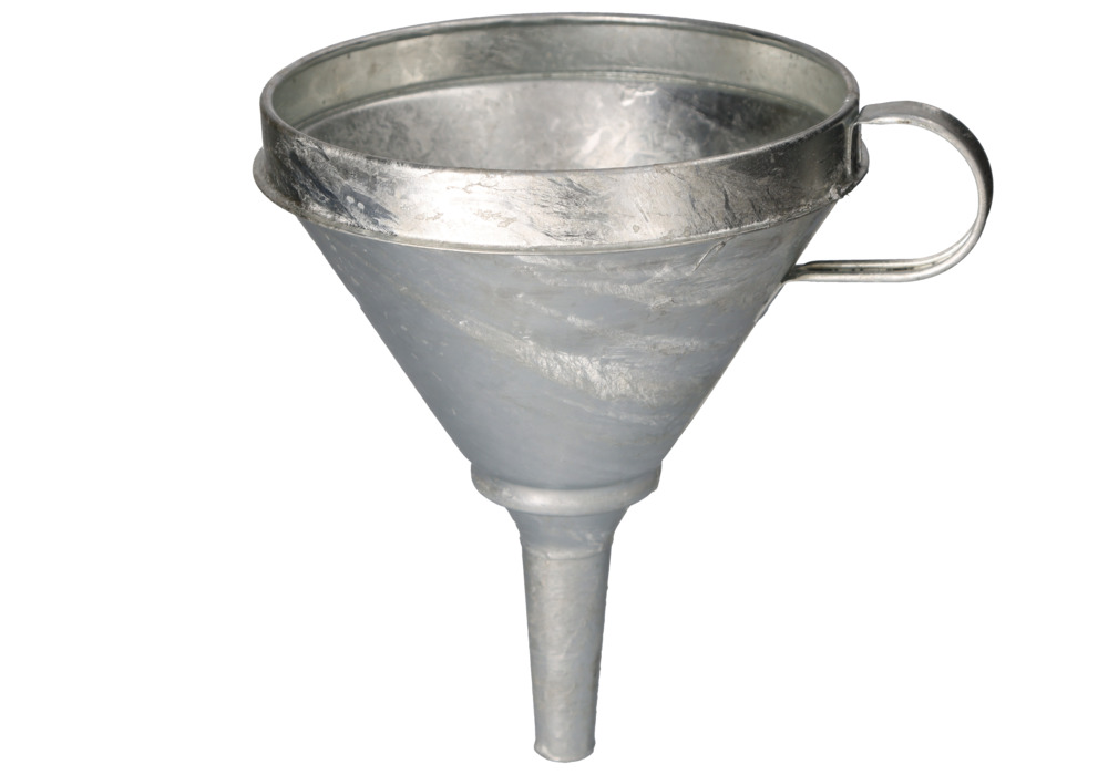 Funnel in steel, hot dip galvanised, with handle, 240 mm Ø - 1