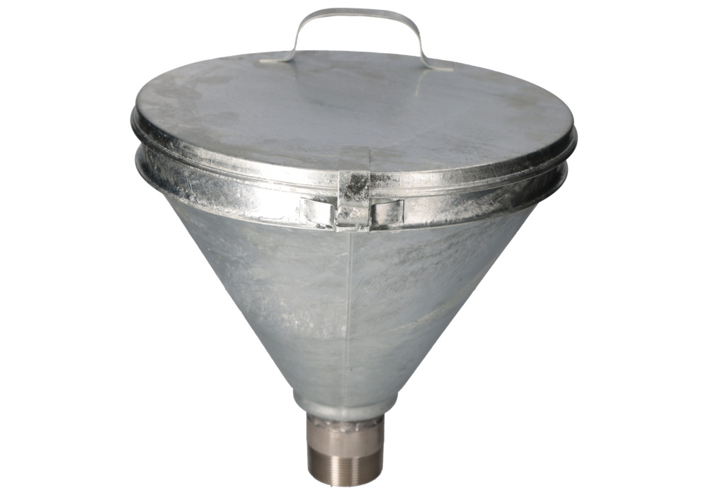 Drum funnel, galvanised, for drums with 2" Trisure thread, lid, conical - 5