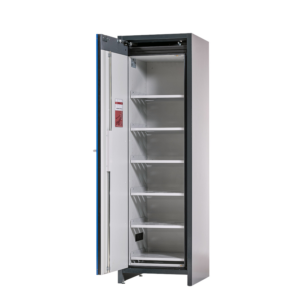 asecos lithium-ion storage cabinet, 90 Min fire resistant, 6 Shelves, 1 Door - 2