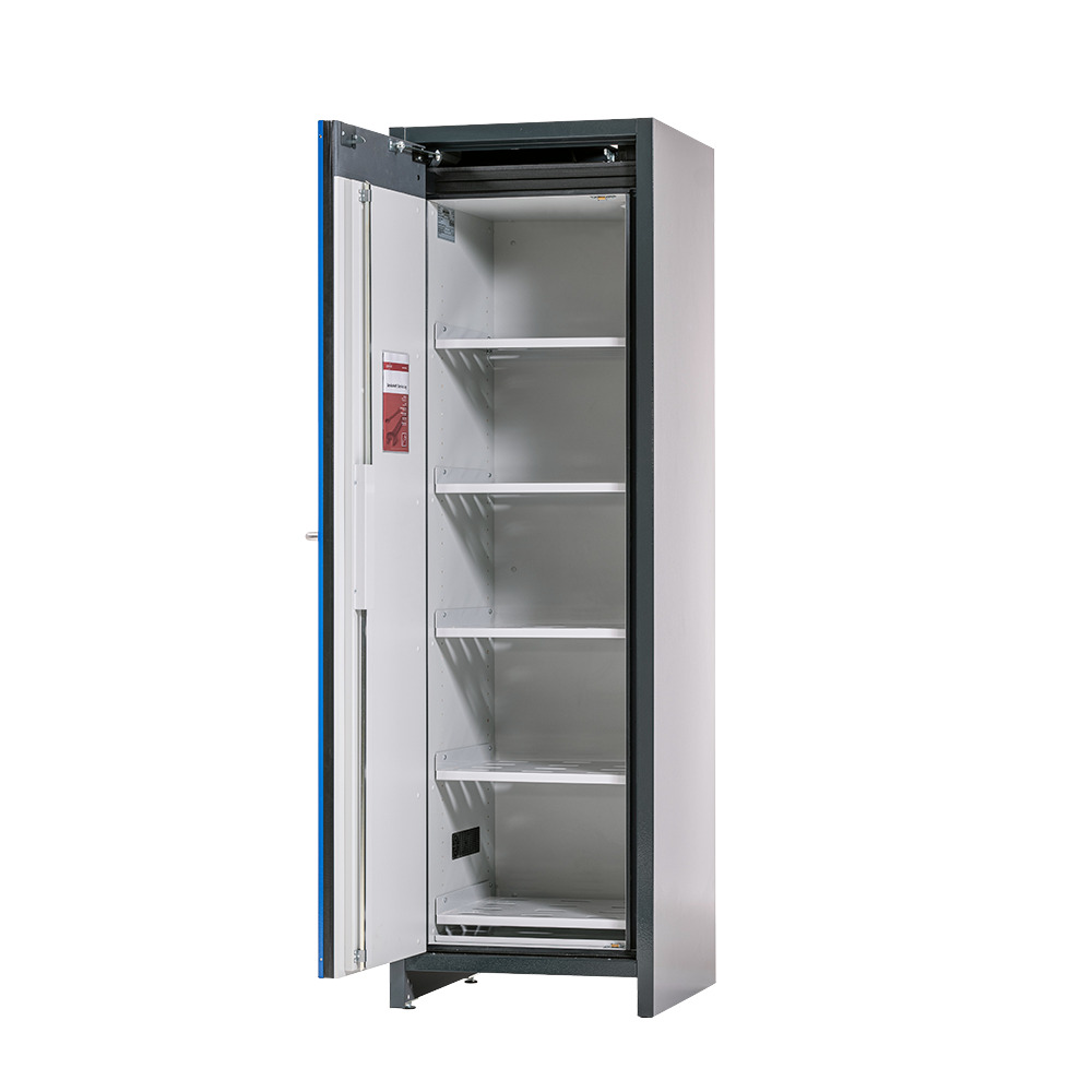 asecos lithium-ion storage cabinet, 90 Min fire resistant, 5 Shelves, 1 Door - 2