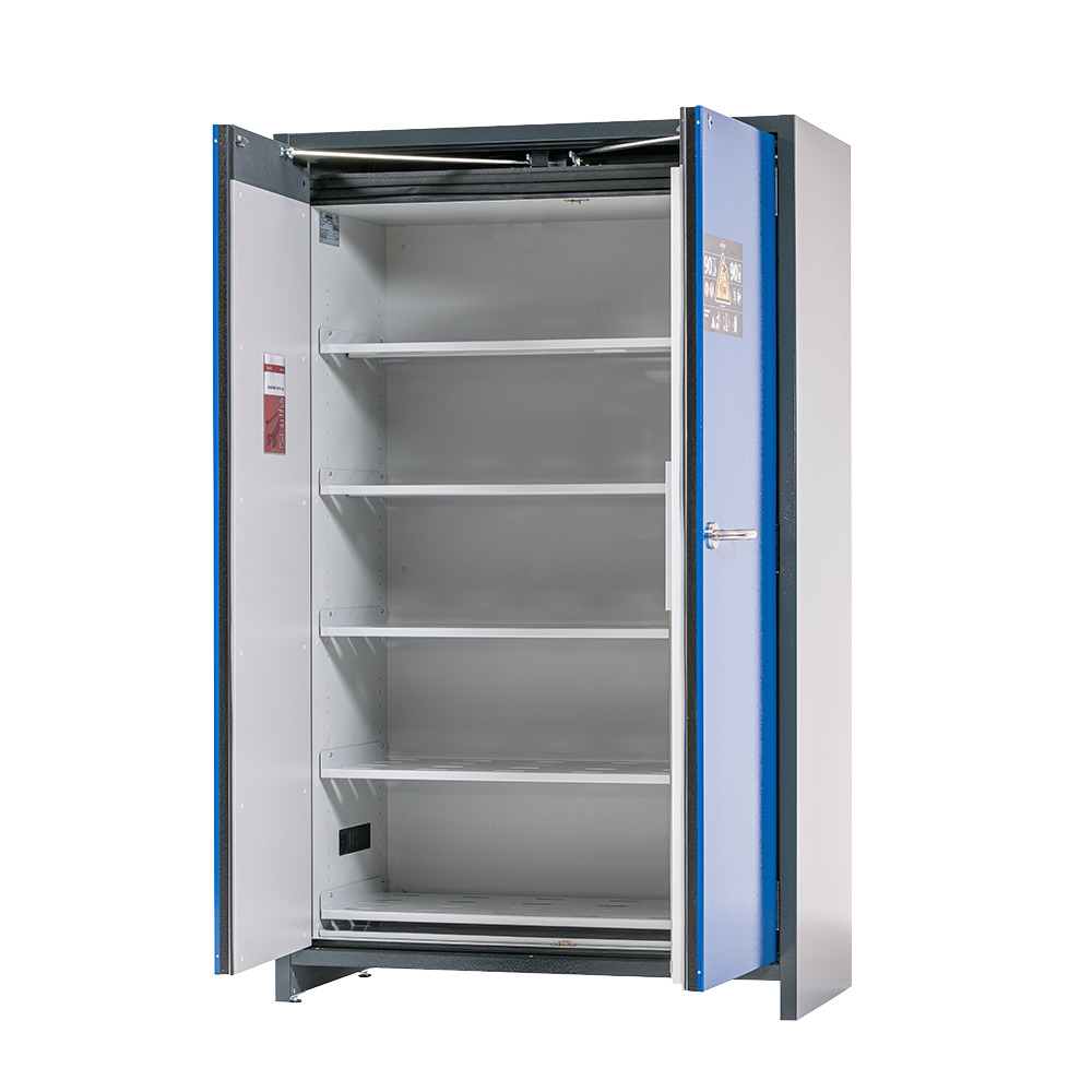 asecos lithium-ion storage cabinet, 90 Min fire resistant, 5 Shelves, 2 Doors - 2