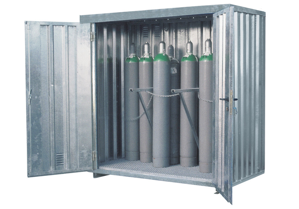 Gasflaskecontainer MDC 210 galv., lagerkapacitet 21 flasker (Ø 220 mm), galvaniseret - 1