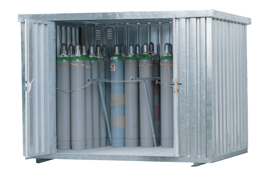 Gasflaske-Container MDC 320, galvaniserad, lagringskapacitet: 66 gasflaskor (Ø 220 mm). - 1