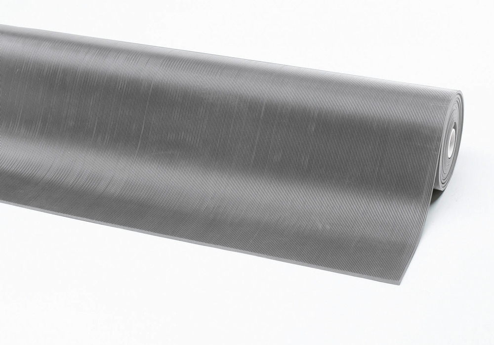 Passatoie antiscivolo in gomma con rigature fini, 100 cm x 10 m, grigio