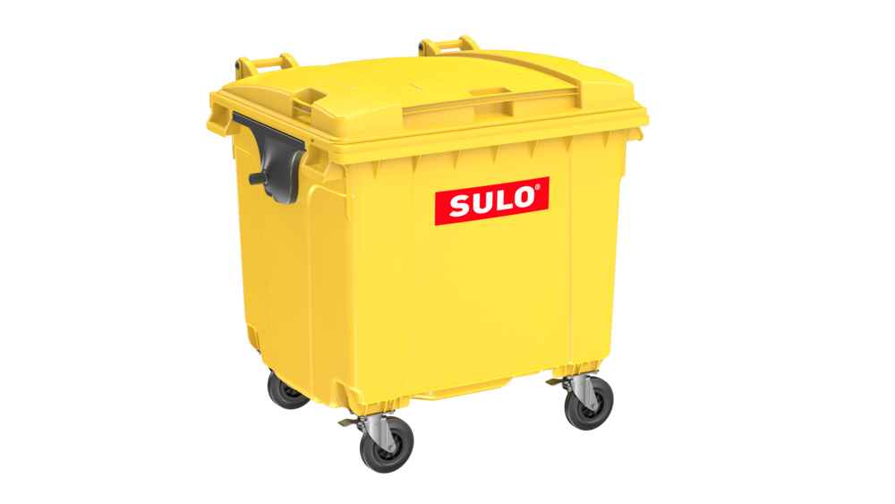 Müllcontainer aus Kunststoff, 1100 Liter Volumen, gelb - 1