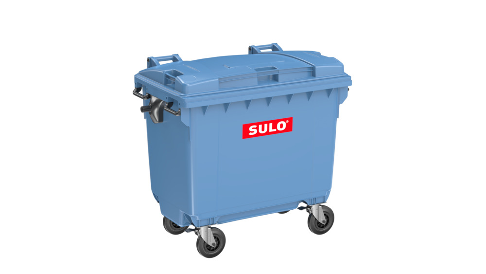 Müllcontainer aus Kunststoff, 660 Liter Volumen, blau - 1