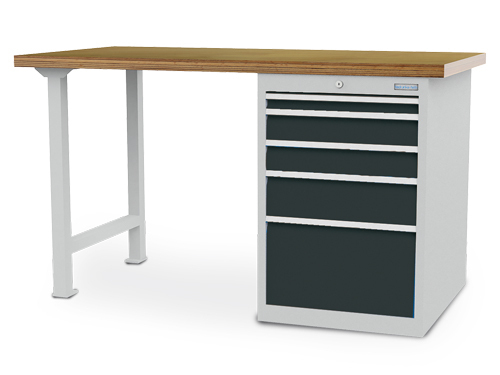 Arbetsbänk, 5 lådor, 1500 x 750 x 859 mm, grå/antracit - 1