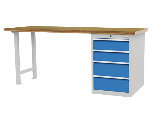 Arbetsbänk, 4 lådor, 2000 x 750 x 859 mm, grå/blå - 1