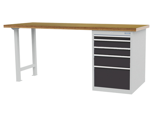 Arbetsbänk, 5 lådor, 2000 x 750 x 859 mm, grå/antracit - 1