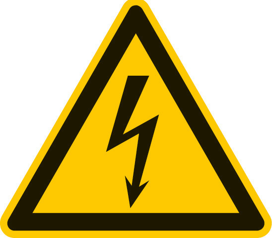 Warnschild "Warnung vor gefährl., elektr. Spannung", ISO 7010, Folie, SK, 100 mm, VE = 20 Stück - 1