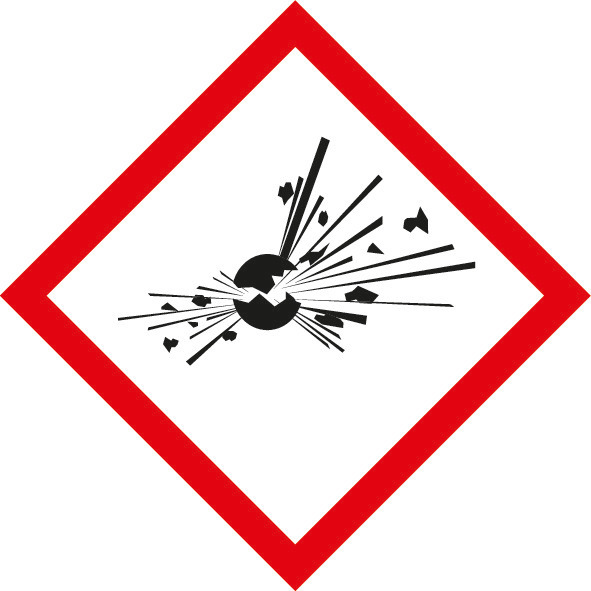 GHS 01 Schild, Symbol "Explodierende Bombe", Folie, SK, 21 x 21 mm, VE = 5 Bogen à 35 Stück - 1