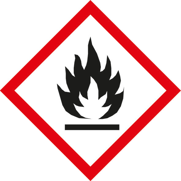 Chemický symbol nebezpečí GHS 02, hořlavé látky, samolepicí fólie, 37 x 37 mm, BJ = 10 x 12 kusů - 1
