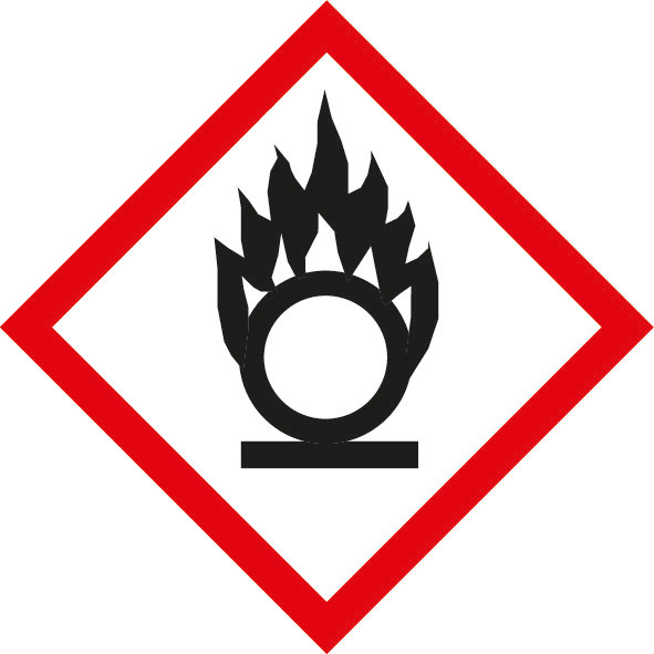 GHS 03 Schild, Symbol "Flamme über Kreis", Folie, SK, 37 x 37 mm, VE = 10 Bogen à 12 Stück - 1
