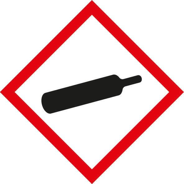GHS 04 Schild, Symbol "Gasflasche", Folie, selbstklebend, 21 x 21 mm, VE = 5 Bogen à 35 Stück - 1