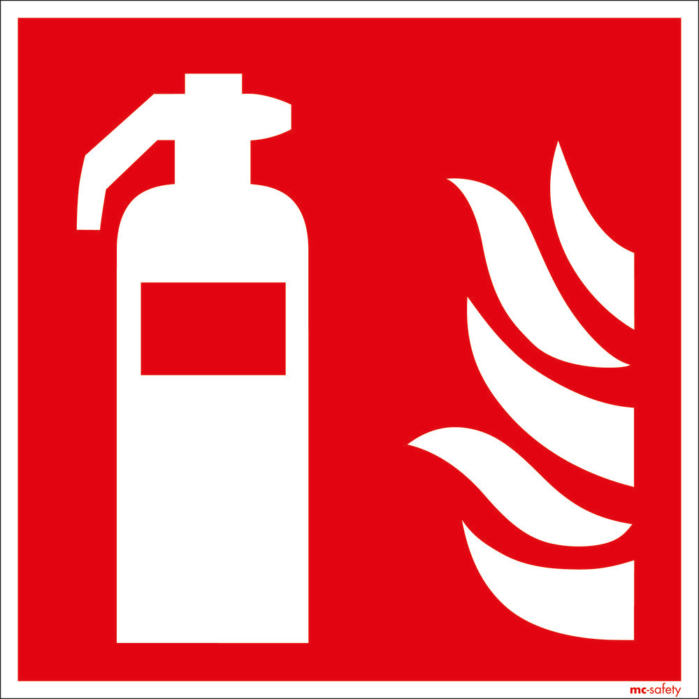 Señal Extintor de incendios, ISO 7010, lámina adhesiva fluorescente, 150 x 150 mm, pack = 10 uds. - 1