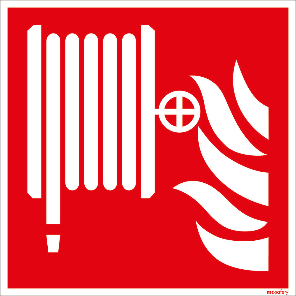 Panneau de sécurité incendie Robinet d'incendie armé, ISO 7010, autocollant fluo, 150x150mm, x10 - 1