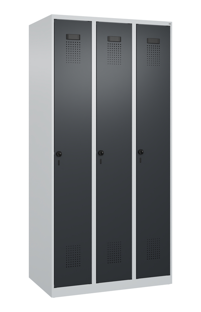 Vestiaire C+P Cabo-Plus, 2 compartiments, 900 x 500 x 1850 mm, gris/gris noir, sans pieds - 1