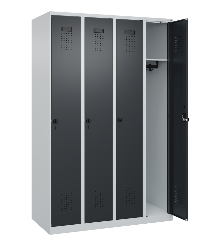 C+P Cabo-Plus clothes locker, 4 compartments, 1200 x 500 x 1850 mm, grey/black-grey, floor-standing - 6