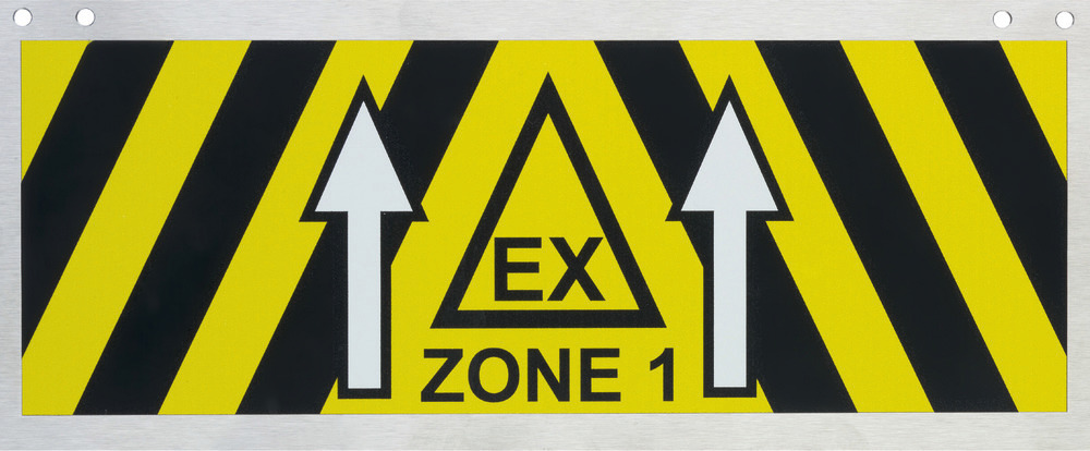 Cartello indicatore per zone Ex in acciaio inossidabile, 270 x 110 mm, zona Ex 1 - 1