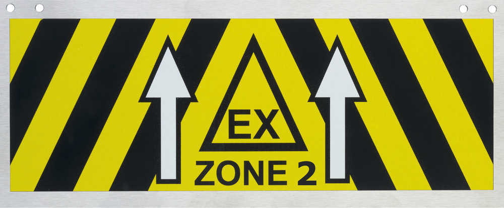 Panneau de signalisation pour zone ATEX, en inox, 270 x 110 mm, zone ATEX 2 - 1
