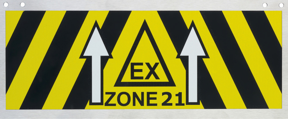 Panneau de signalisation pour zone ATEX, en inox, 270 x 110 mm, zone ATEX 21 - 1