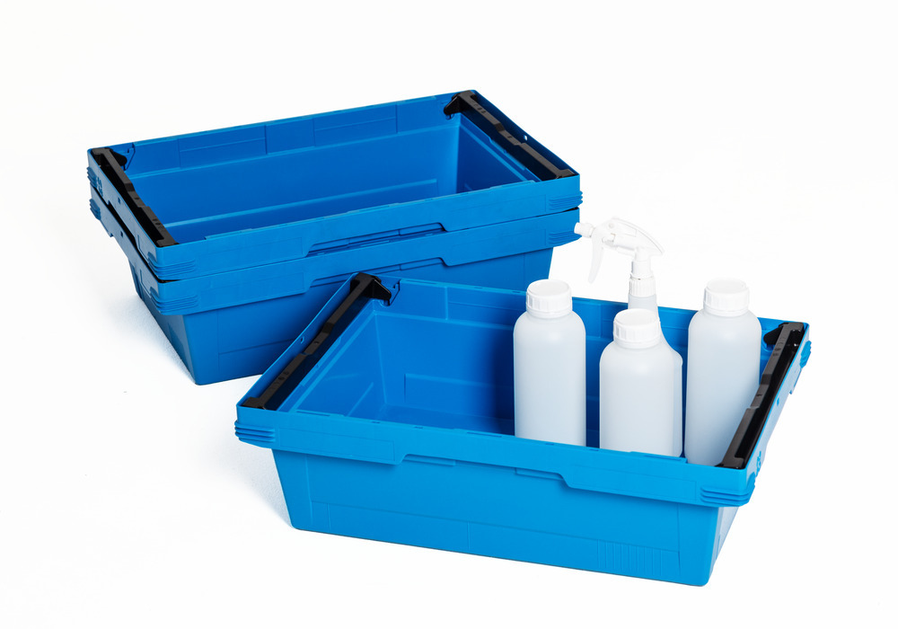 Reusable stacking cont. classic-line D, stack frame, nestable, 600 x 400 x 173 mm, blue, Pk =3 pc. - 7