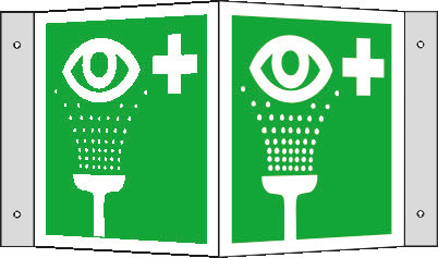 3D sign Eyewash station, ISO 7010, aluminium, lum, 150 x 150 mm, Pack = 5 units