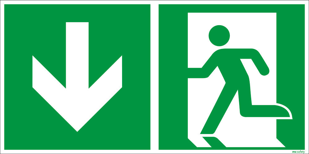 Emergency sign Emergency exit, ISO 7010, foil, luminescent, s-adh, 300 x 150 mm, Pack = 10 units