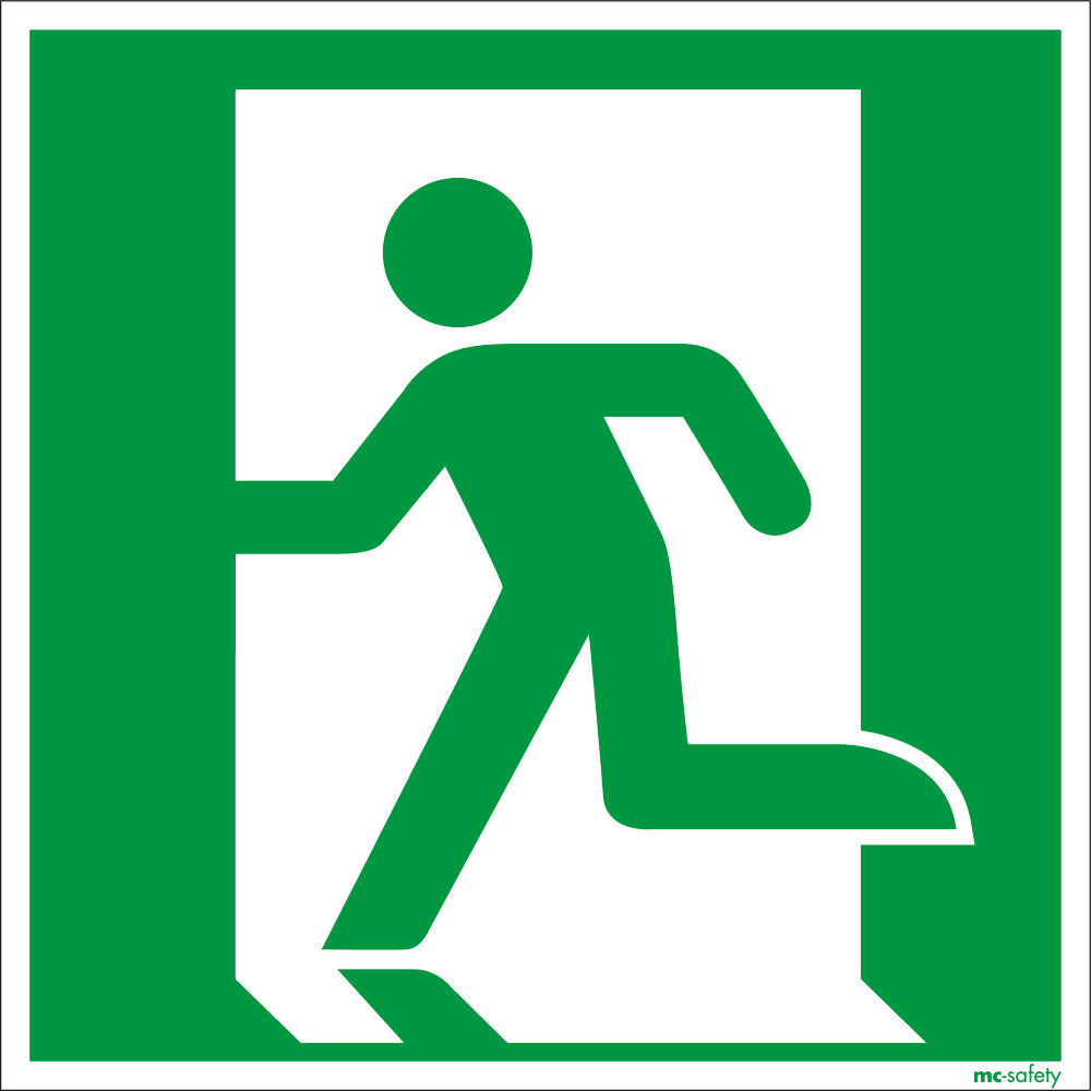 Emergency sign Emergency route left, ISO 7010, foil, lum, s-adh, 150 x 150 mm, Pack = 10 units - 1