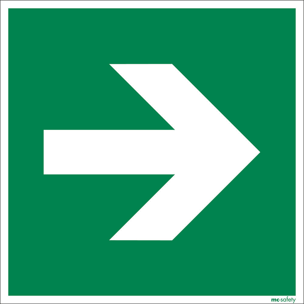 Emergency sign Direction straight, DIN 3864, foil, lum, s-adh, 150 x 150 mm, Pack = 10 units