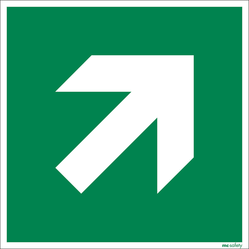 Emergency sign Direction diagonal, DIN 3864, aluminium, lum, 150 x 150 mm, Pack = 10 units - 1