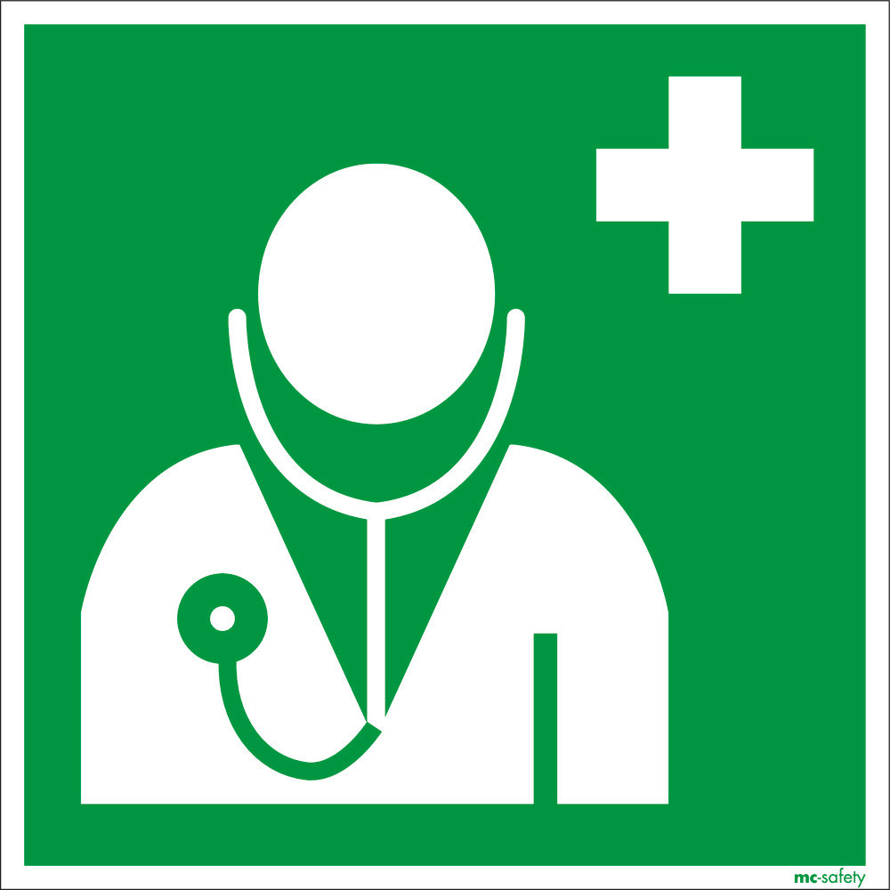 Emergency sign Doctor, ISO 7010, foil, luminescent, s-adh, 150 x 150 mm, Pack = 10 units - 1