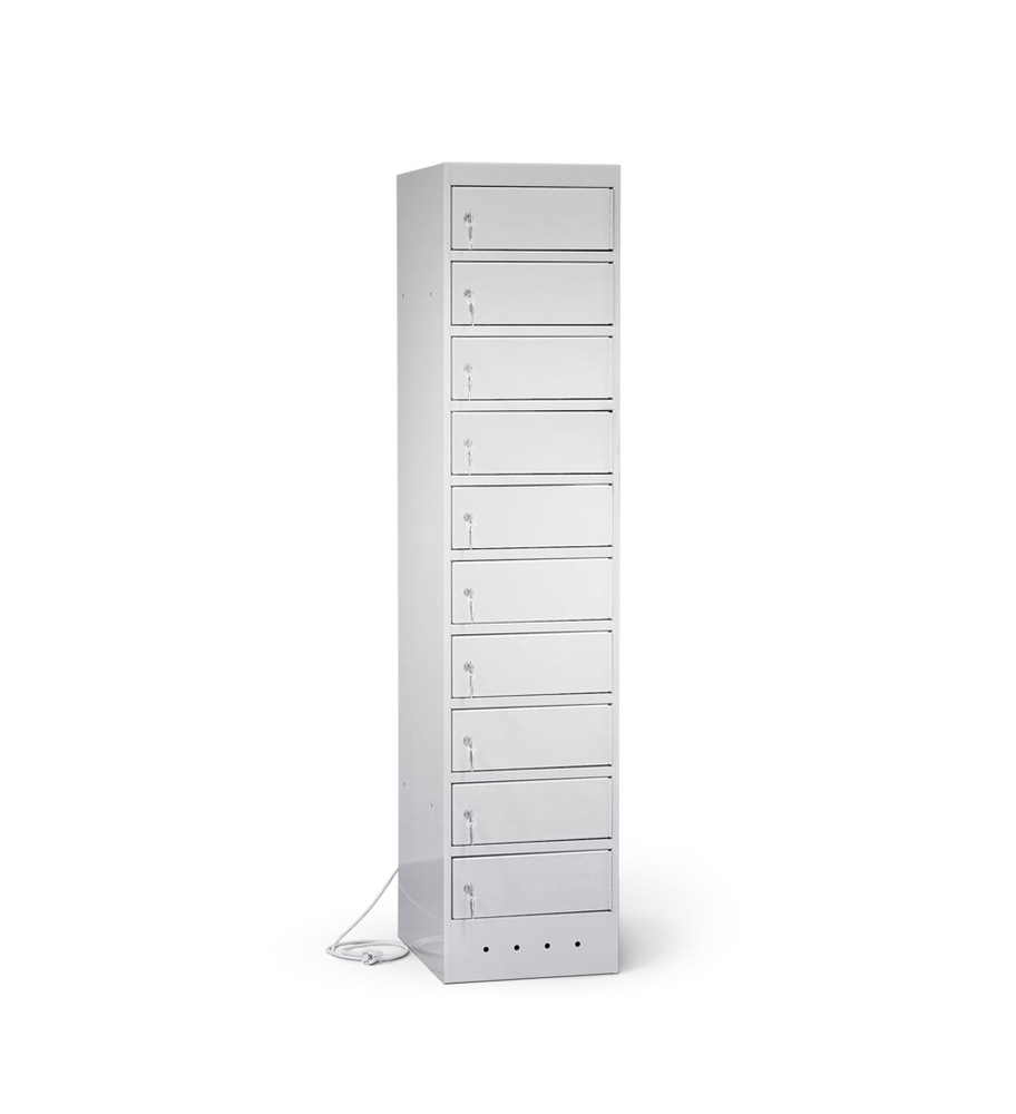 Armoire portables charge, 10 compartiments, verrouillable, multiprise-CH, gris clair - 1