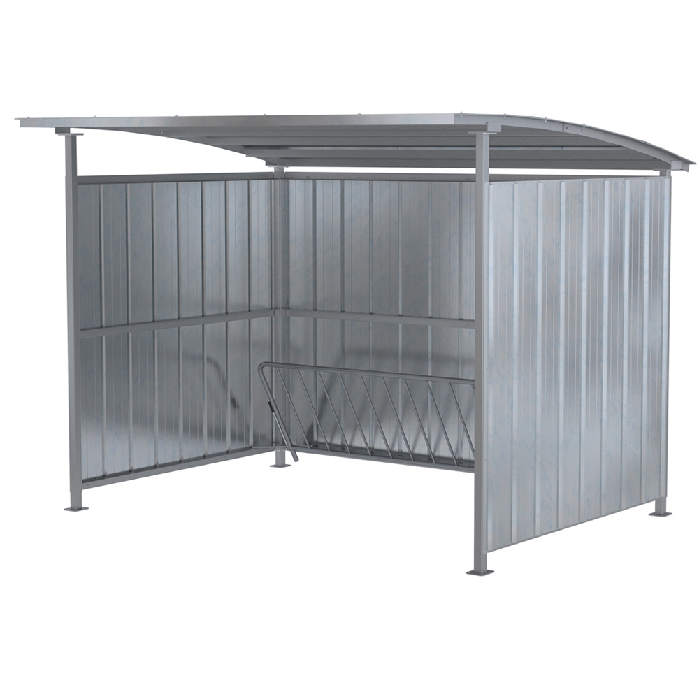 Galvanized Multi Duty Bicycle Shelter 95-1/2 In. x 120 In. x 90-1/16 In. Silver - 1