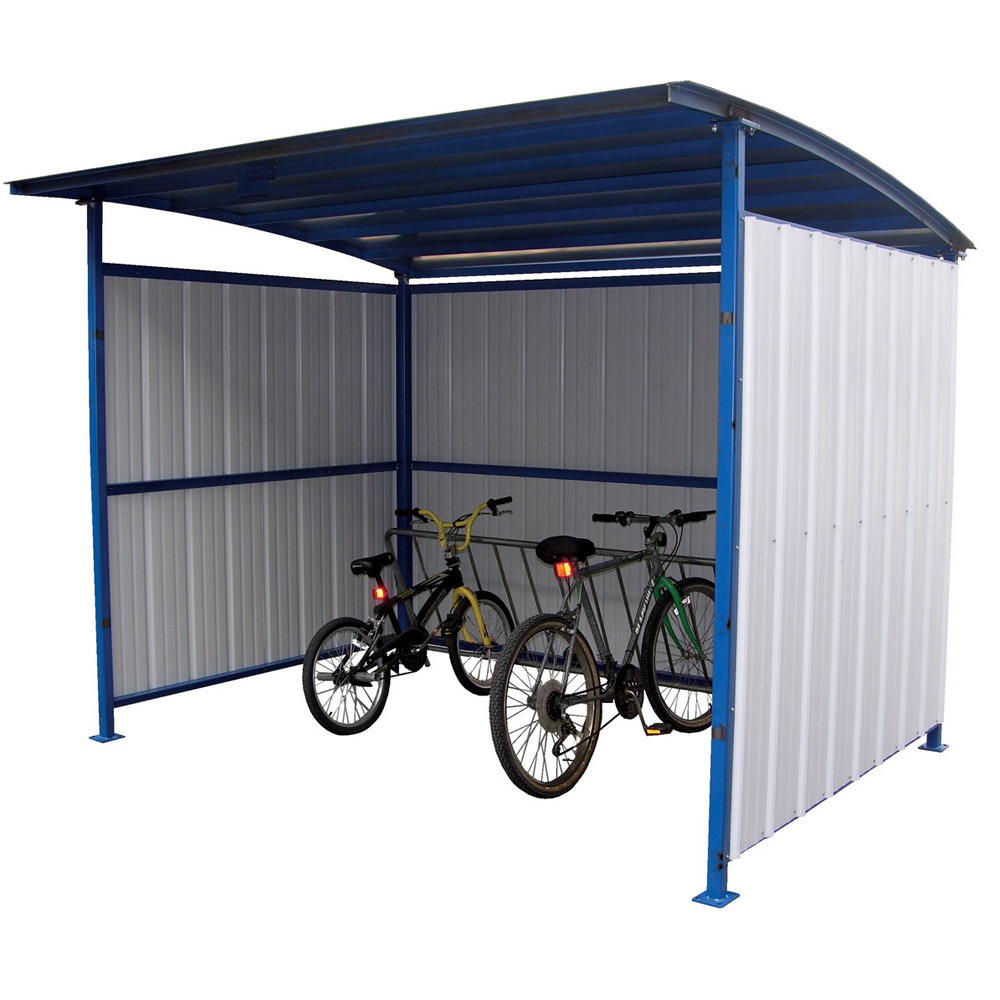 Steel Multi Duty Bicycle Shelter 95-1/2 In. x 120 In. x 90-1/16 In. Blue/White - 1