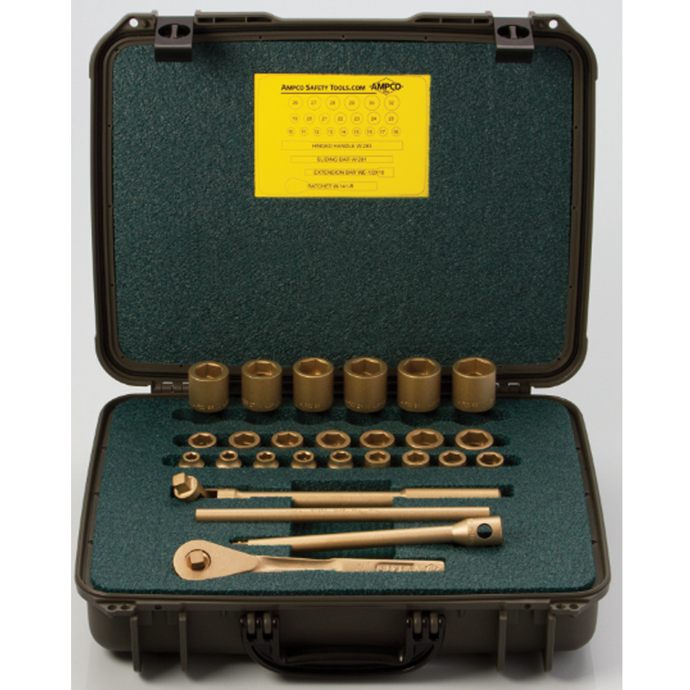 1/2" Drive 26 Pc Metric Socket Set: 10mm to 32mm, Ratchet, Bars, Anti-Static Fireproof Case - 2