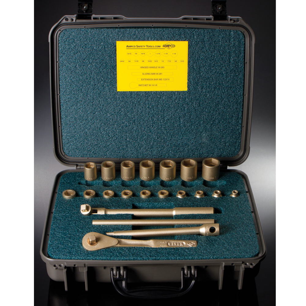 1/2" Drive 26 Pc Metric Socket Set: 10mm to 32mm, Ratchet, Bars, Anti-Static Fireproof Case - 1